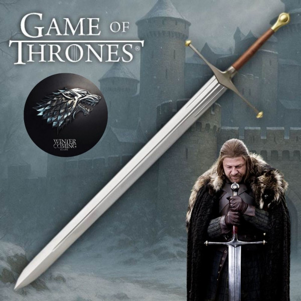 Легендарният меч Ice на Нед Старк - Дом Старк от Game of Thrones, Игра на тронове (стенен модел 1:1), декоративен, незаточен, 146 см.